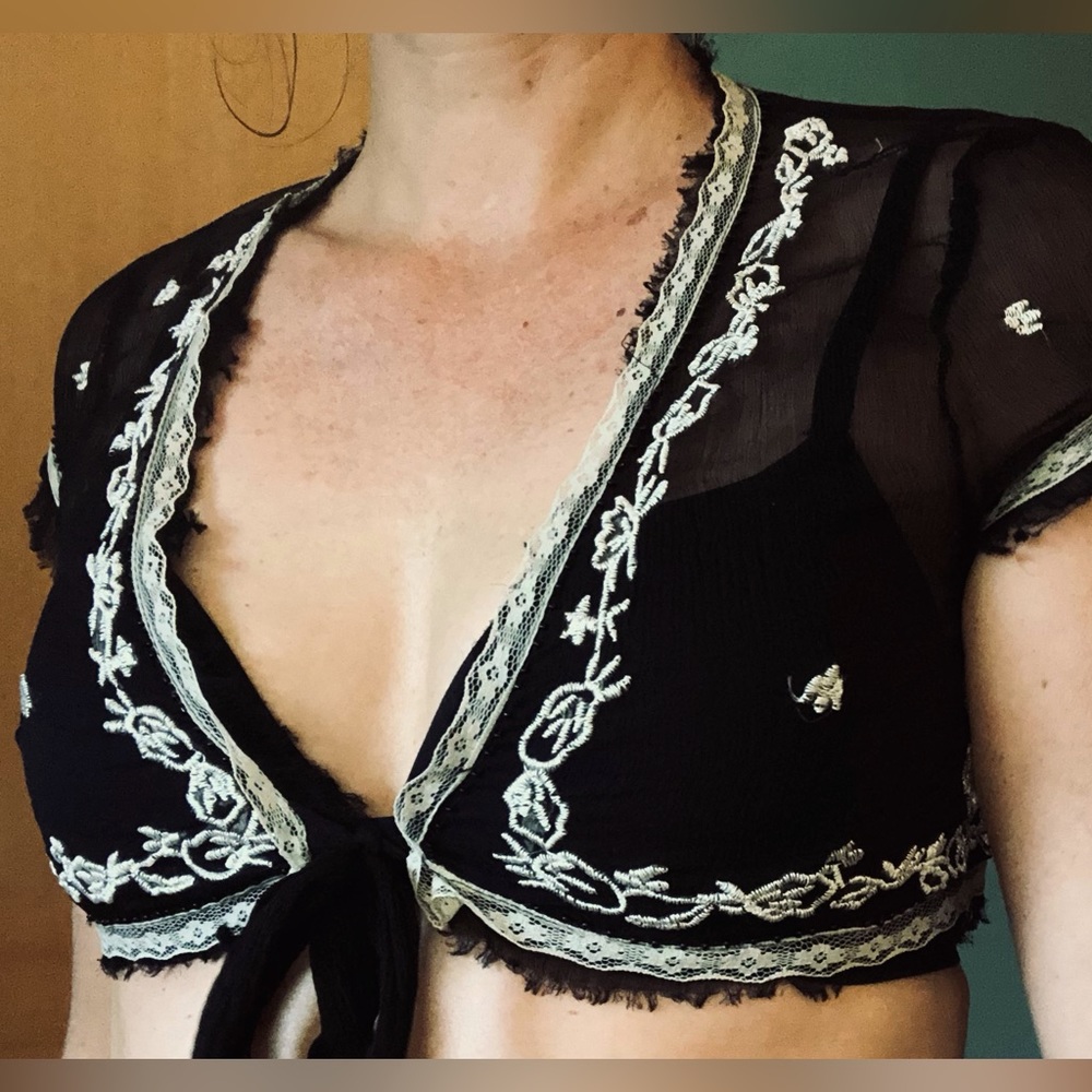 *Miss Me* Silk babydoll cover tie top